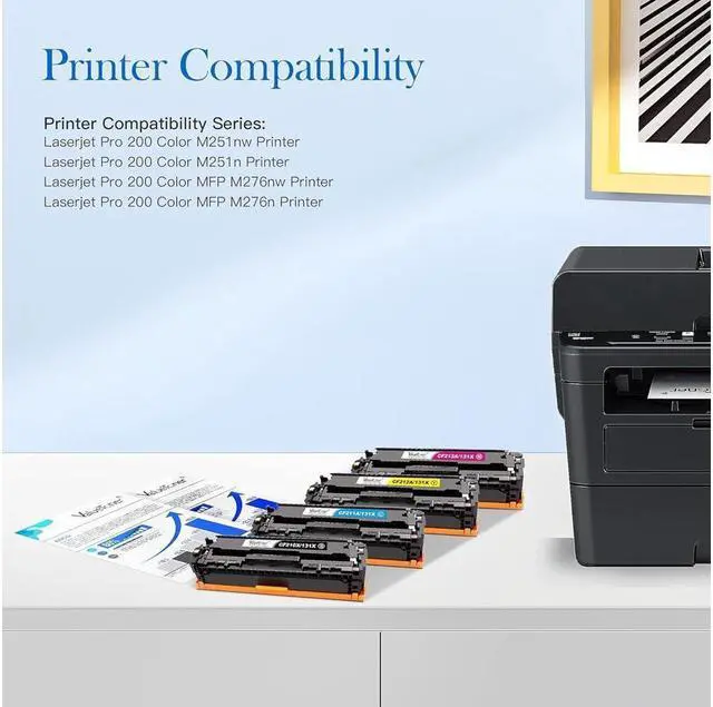Alt view image 2 of 5 - Valuetoner 131X Remanufactured Toner Cartridge Replacement for 131A 131X CF210X for Laserjet Pro 200 Color MFP M276nw M251nw M251n M276n Printer CF211A CF212A CF213A (Black,Cyan,Magenta,Yellow)