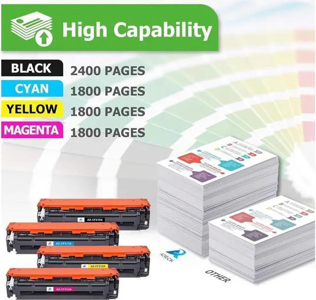 Alt view image 3 of 5 - Aztech Compatible Toner Cartridge Replacement for 131A 131X Laserjet Pro 200 Color MFP M276nw M251nw MF8280Cw M276n M251n CF210X CF211A CF212A CF213A (Black/Cyan/Yellow/Magenta, 4-Pack)