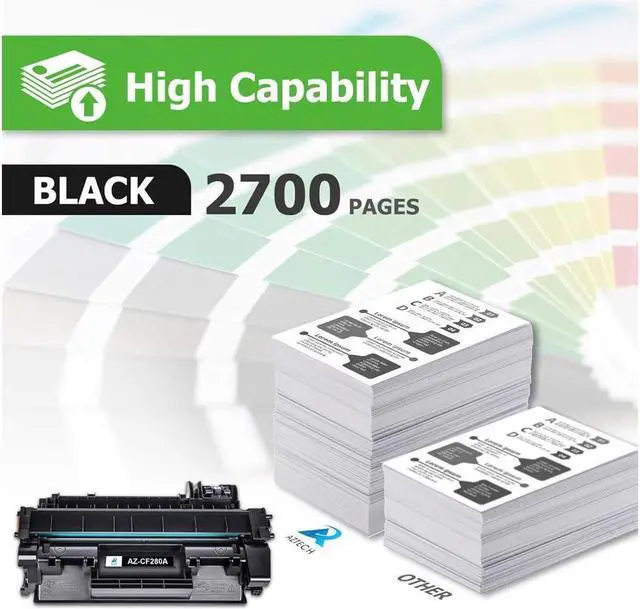 Alt view image 2 of 5 - Aztech Compatible Toner Cartridge Replacement for 80A CF280A 80X CF280X Pro 400 M401A M401D M401N M401DNE MFP M425DN (Black, 4-Pack)