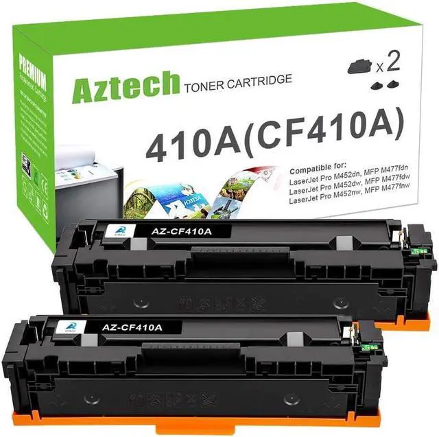 Main image of Aztech Compatible Toner Cartridge Replacement for 410A CF410A 410X CF410X Color Pro MFP M477fnw M477fdn M477fdw M452dw M452nw M452dn Toner Cartridges Printer (Black, 2-Pack)