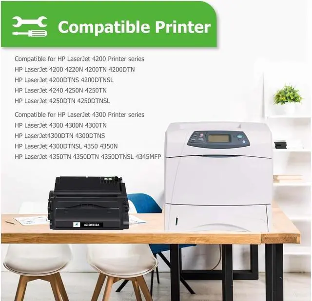 Alt view image 3 of 5 - Aztech Compatible Toner Cartridge Replacement for 42A Q5942A 42X Q5942X Q1338A for 4250 4200 4350 4300 4250N 4240 4350N 4250TN 4250DTN 4350DTN 4350TN Printer (Black, 2-Pack)