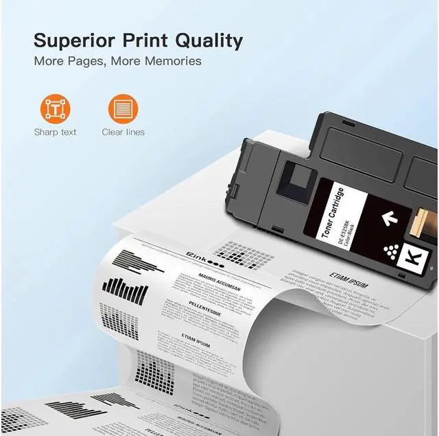 Alt view image 5 of 5 - E-Z Ink (TM Compatible Toner Cartridge Replacement for Dell E525W E525 525w to use with E525w Wireless Color Printer for 593-BBJX (Black, 2 Pack)