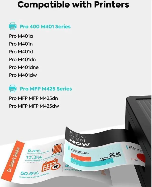 Alt view image 2 of 5 - TESEN 80A CF280A Pro 400 Compatible Toner Cartridge Replacement for 80A CF280A Toner Black for use with Laser Printer Pro 400 M401N M401DN M401DNE M401DW MFP M425 M425DN M425DW 2PK