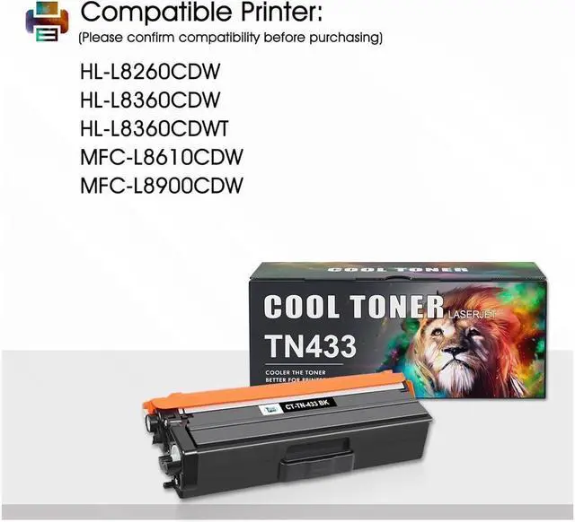Alt view image 2 of 5 - Cool Toner Compatible TN433 Toner Cartridge Replacement for Brother TN433 TN-433 MFC-L8900Cdw for Brother HL-L8360Cdw HL-L8260Cdw MFC-L8610Cdw HL-L8360Cdwt Printer (Black Cyan Magenta Yellow, 4 Pack)