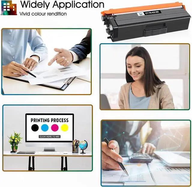 Alt view image 4 of 5 - Cool Toner Compatible TN433 Toner Cartridge Replacement for Brother TN433 TN-433 MFC-L8900Cdw for Brother HL-L8360Cdw HL-L8260Cdw MFC-L8610Cdw HL-L8360Cdwt Printer (Black Cyan Magenta Yellow, 4 Pack)