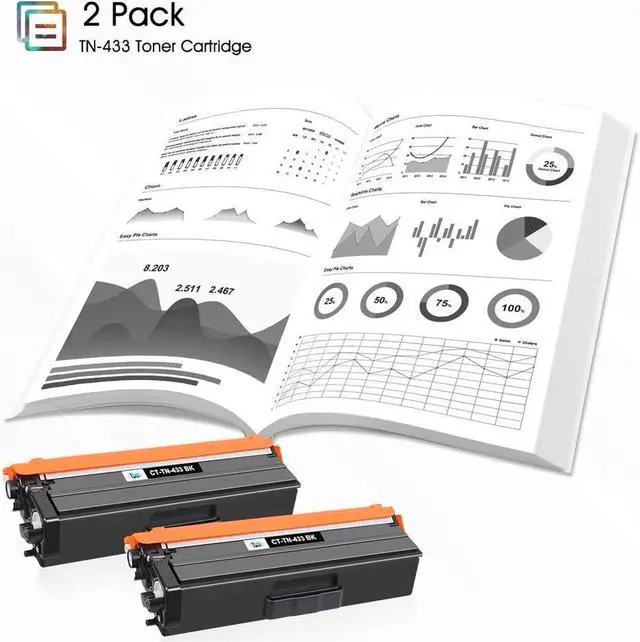 Alt view image 5 of 5 - TN433BK TN433 Black TN-433BK Toner Cartridge Replacement for Brother TN433BK TN433 TN431BK TN-433 for MFC-L8900Cdw HL-L8360Cdw HL-L8260Cdw HL-L8360Cdwt 8900Cdw 8360Cdw Printer (Black, 2-Pack)