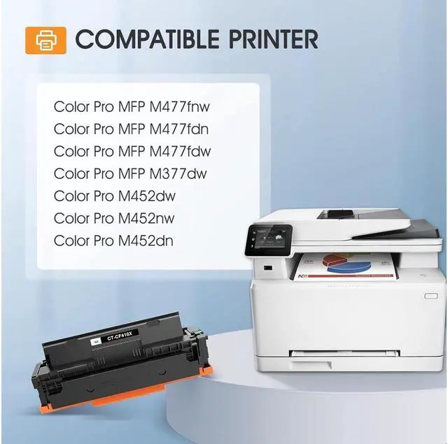 Alt view image 3 of 5 - Cool Toner 4PK Compatible for 410X 410A CF410X CF410A M477FDW Toner Cartridge for Laserjet Pro MFP M477fdw M477fnw M477fdn Pro M452dn M452dw M452nw Toner Ink Printer - Black Cyan Yellow Magenta