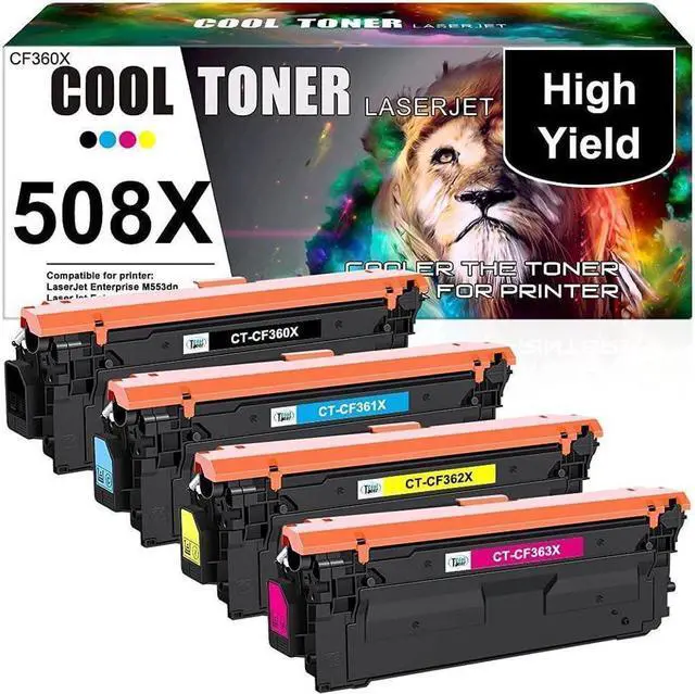 Main image of CF360X 508X Compatible Cool Toner Cartridge Work with Color Enterprise M553dn M553 M577 CF361X CF362X CF363X Printer Ink (Black Cyan Yellow Magenta 4-Pack)