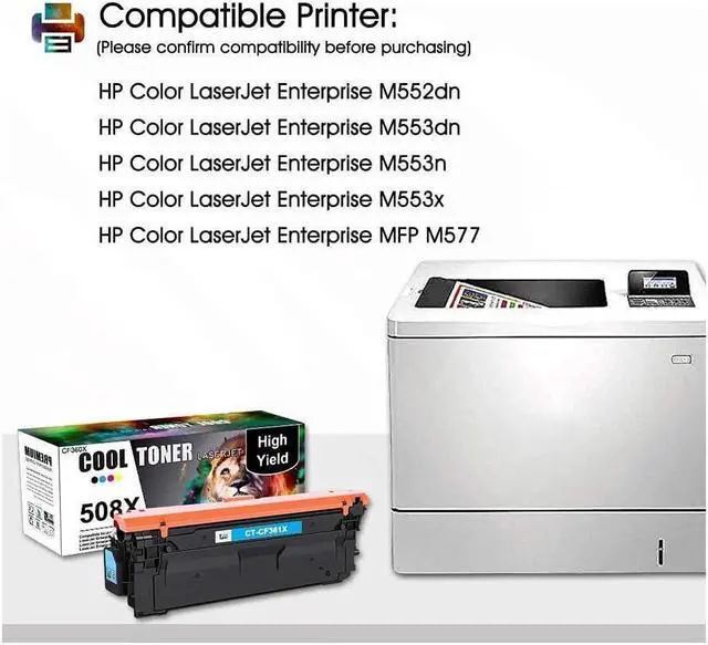 Alt view image 2 of 5 - CF360X 508X Compatible Cool Toner Cartridge Work with Color Enterprise M553dn M553 M577 CF361X CF362X CF363X Printer Ink (Black Cyan Yellow Magenta 4-Pack)