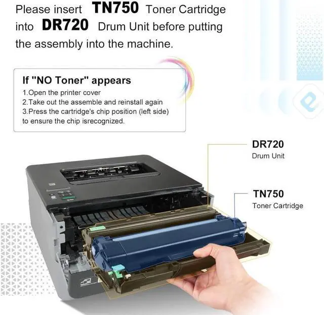 Alt view image 4 of 5 - TESEN TN750 Compatible Toner Cartridge Replacement for Brother TN-750 TN750 TN-720 TN720 High Yield for Brother MFC-8710DW HL-5470DW MFC-8910DW HL-5470DWT HL-6180DW MFC-8950DW Printer 2 Packs