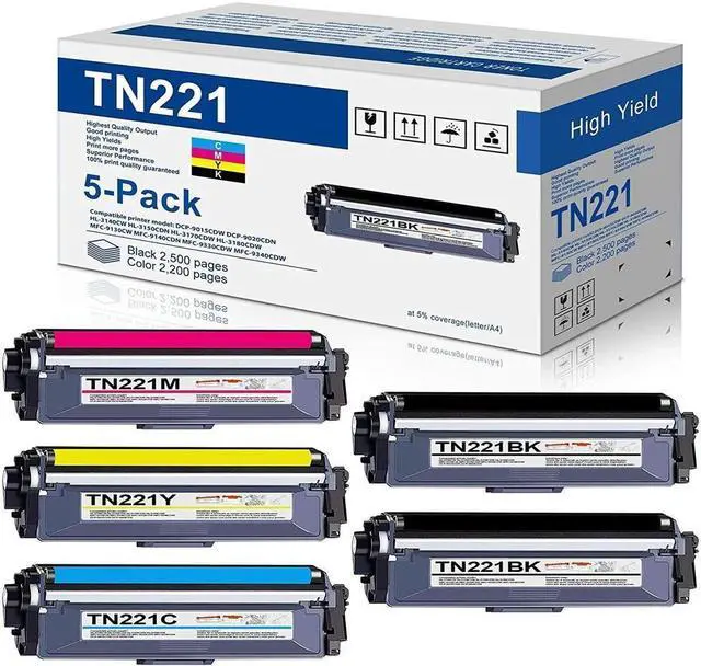 Alt view image 3 of 5 - 5 TN221 BK TN225 Color Toner Compatible For Brother MFC-9130CW HL-3140CW 3170CDW
