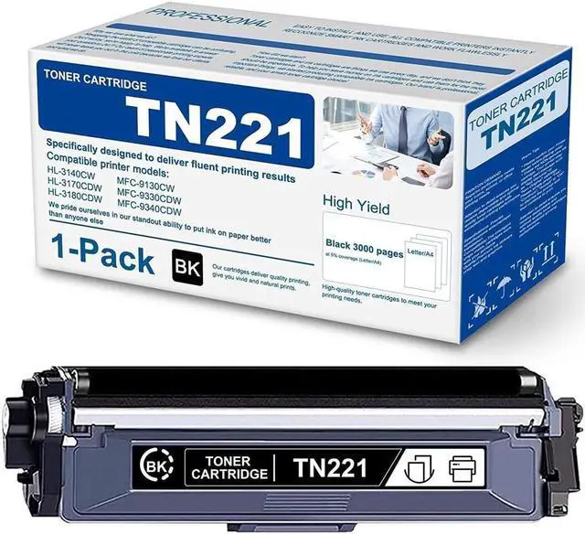 Main image of 1PK TN221 Black Toner Cartridge for Brother MFC-9130CW MFC-9330CDW HL-3140CW