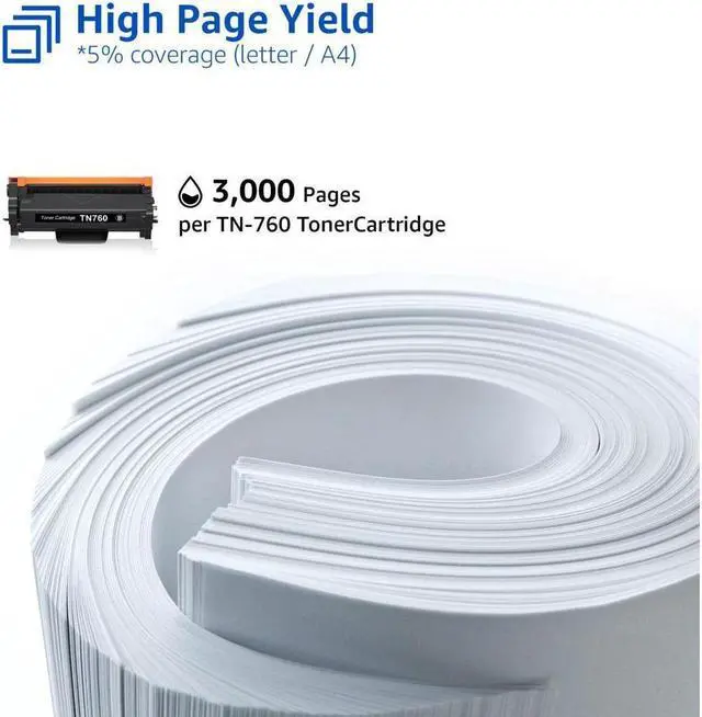 Alt view image 2 of 5 - 4 PK Toner Cartridge for Brother TN760 HL-L2370DW L2350DW DCP-L2550D High Yield