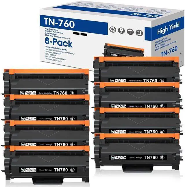 Main image of 8x Toner Replacement for Brother TN760 MFC-L2750DW L2710DW DCP-L2550DW Printer
