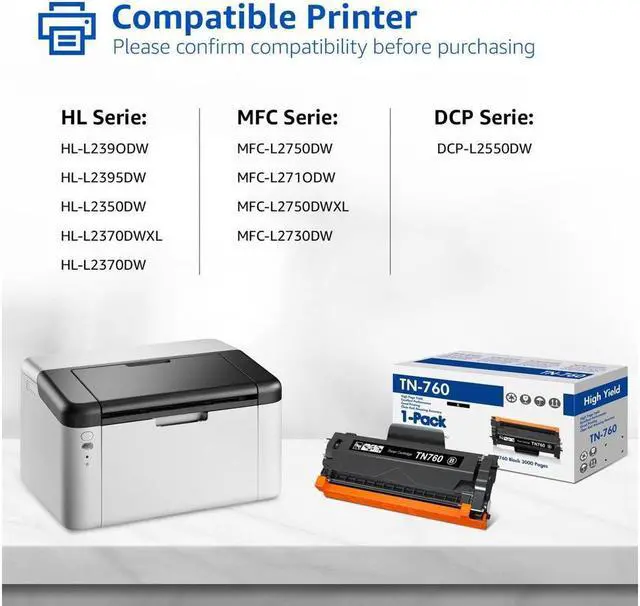 Alt view image 3 of 5 - 4Pack TN760 Toner For Brother TN730 MFC-L2710DW L2730DW DCP-L2550DW HL-L2350DW