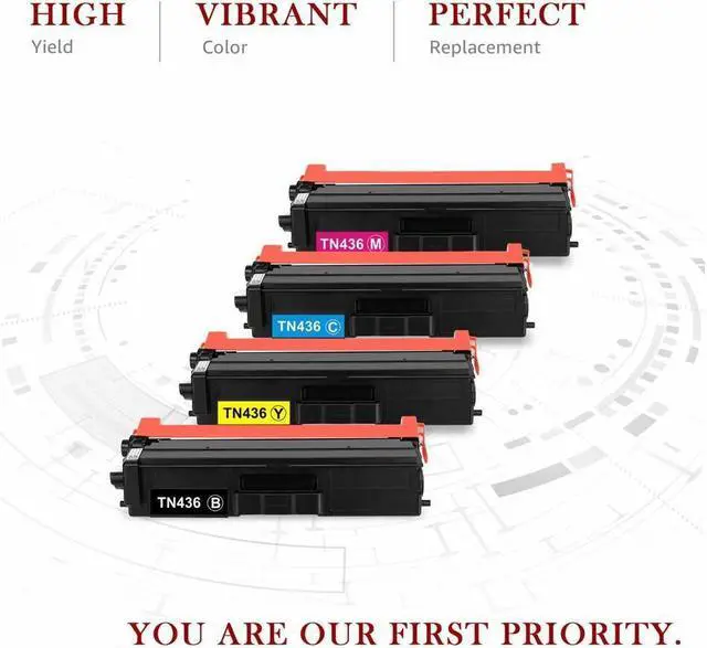Alt view image 3 of 5 - 4 Pack TN436 Toner Cartridge TN433 For Brother MFC-L8900CDW L9570CDW HL-L8360CDW