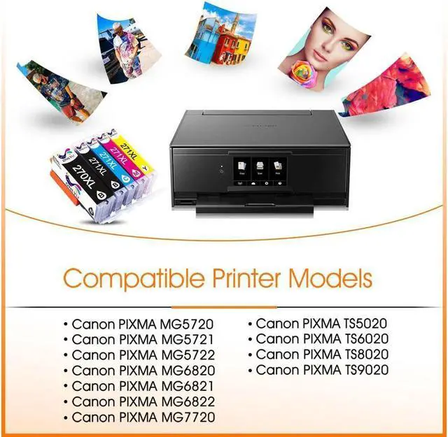 Alt view image 2 of 3 - 5PK PGI-270XL CLI-271XL Ink Cartridge Compatible for TS5020 TS6020 TS8020 TS9020 (PGI-270XL Black/ CLI-271XL Black,Cyan,Magenta,Yellow)