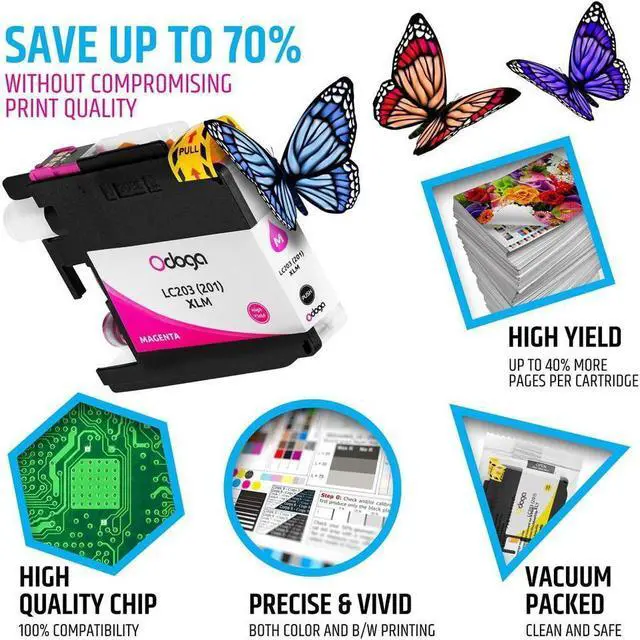 Alt view image 4 of 4 - Odoga 10 Pack LC201 LC203 LC203XL Ink Cartridge Replacement for Brother MFC-J480DW J485DW J4420DW J885DW J4620DW J460DW J5520DW J680DW [4 Black, 2 Cyan, 2 Magenta, 2 Yellow] - High Yield Combo Pack
