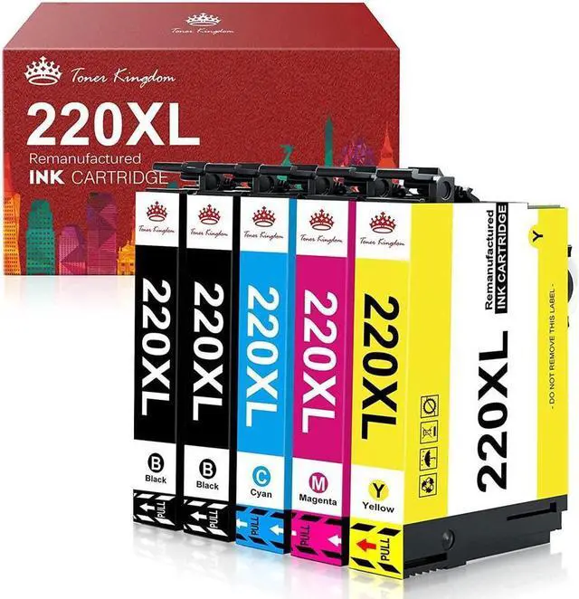 Main image of Ink Cartridge Replacement For 220 Xl 220Xl T220Xl For Wf-2760 Wf-2750 Wf-2630 Wf-2650 Wf-2660 Xp-320 Xp-420 Xp-424 Printer (2 Black, 1 Cyan, 1 Magenta, 1 Yellow..