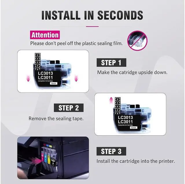 Alt view image 3 of 5 - ALLWORK New Version LC3013 3011 Compatible Ink Cartridges Replacement for Brother LC3013 LC3011 Ink Cartridges Works with Brother MFC-J690DW MFC-J491DW MFC-J497DW MFC-J895DW Inkjet Printer 4 Packs