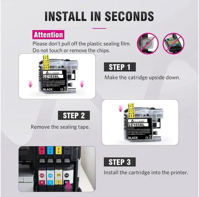Alt view image 4 of 5 - ALLWORK Compatible LC103XL LC101XL Ink Cartridge Replacement for Brother LC103 LC101 for Brother MFC J285DW J450DW J470DW J870DW J875DW J4510DW J4610DW J4710DW J6520DW J6720DW J6920DW (10 Color Packs)
