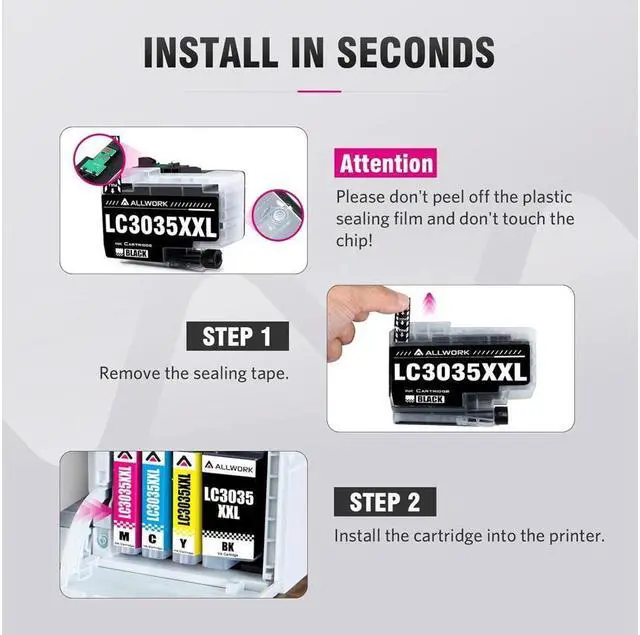 Alt view image 2 of 5 - ALLWORK Compatible LC3035 Ink Cartridge Replacement for Brother LC3035XXL 3035XXL Ink Cartridge Works with Brother MFC-J805DW MFC-J805DWXL MFC-J995DW MFC-J815DW MFC-J815DWXL 4-Pack Color Set