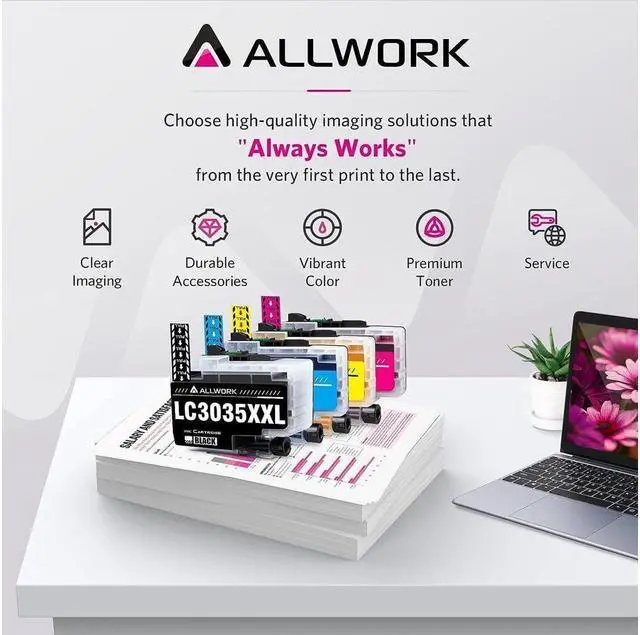 Alt view image 5 of 5 - ALLWORK Compatible LC3035 Ink Cartridge Replacement for Brother LC3035XXL 3035XXL Ink Cartridge Works with Brother MFC-J805DW MFC-J805DWXL MFC-J995DW MFC-J815DW MFC-J815DWXL 4-Pack Color Set