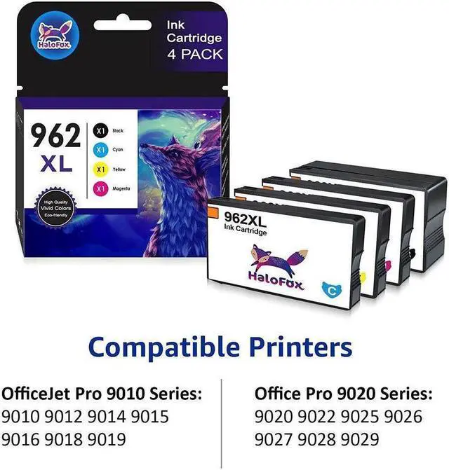 Alt view image 3 of 5 - 4 Pack 962XL 962 Ink Cartridge for Officejet Pro 9010 9015 9018 9020 9025 XL