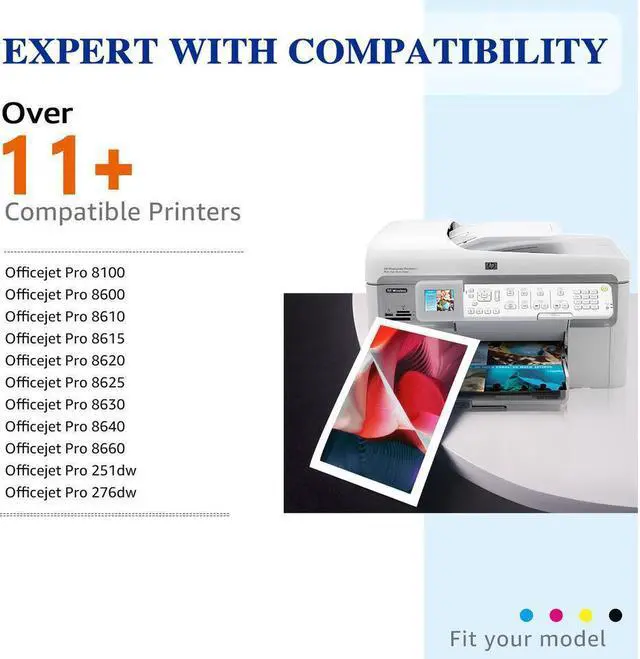 Alt view image 4 of 5 - 4Pack 950 XL 951 XL Ink Cartridge for Officejet Pro 8600 8620 8625 8630 +Chip