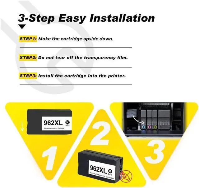 Alt view image 3 of 5 - v4ink 962XL Ink Cartridge Remanufactured Replacement for 962XL 962 XL High Yield Combo Pack use with OfficeJet Pro 9015 9015e 9025 9025e 9010 9010e 9012 9014 9016 9018 9028 9029 962XL 4 Packs
