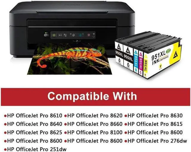 Alt view image 3 of 5 - 4PK ink for 950XL 951XL OfficeJet Pro 8100 8600 8610 8615 8620 8630 8660 8640