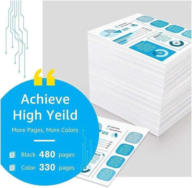 Alt view image 3 of 5 - Black 63XL Ink Cartridges for 63 OfficeJet 4650 4652 3830 ENVY 4510 4512 4520