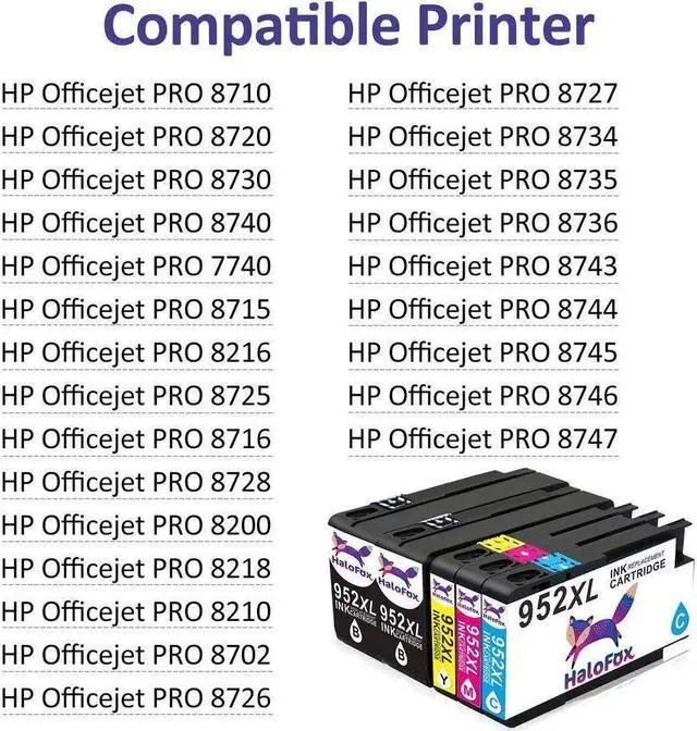 Alt view image 2 of 5 - 5 Pack 952XL 952 XL Ink Cartridges for OfficeJet Pro 7720 8218 8720 8728 8730
