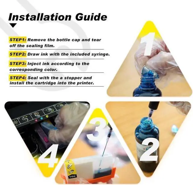 Alt view image 3 of 5 - v4ink Refill Ink Kit Replacement for PG-275 PGI-250 PGI-270 PGI-280 PG-240 PG-245 PG-260 PG 240XL 245XL 260XL PGI-280XXL CLI-281XXL Series Inkjet Cartridge-4 Bottles (Black Cyan Magenta Yellow)