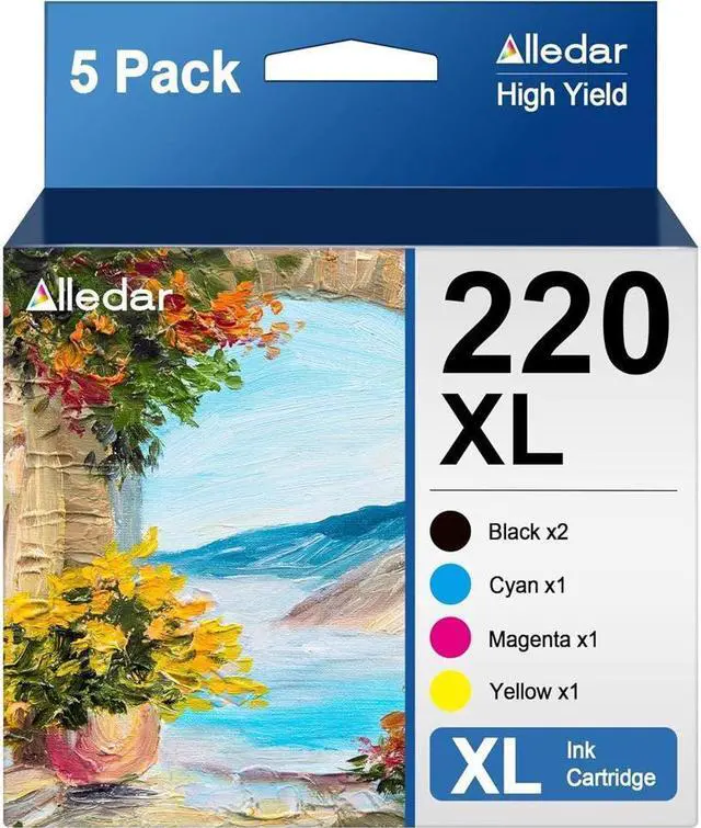 Main image of 220XL 220 Ink Cartridges Remanufactured  220 XL T220XL to use with WF-2760 WF-2750 WF-2630 WF-2650 WF-2660 XP-320 XP-420 Printer (2 Black, 1 Cyan, 1 Magenta, 1 Yellow, 5-Pack)