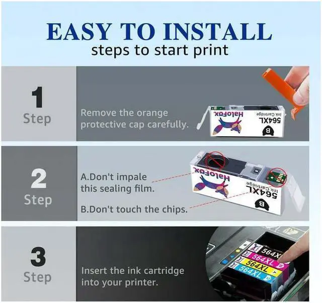 Alt view image 5 of 5 - 3x New 564XL Bk Compatible Ink for Photosmart 5510 5514 5515 5520 Show Ink Level