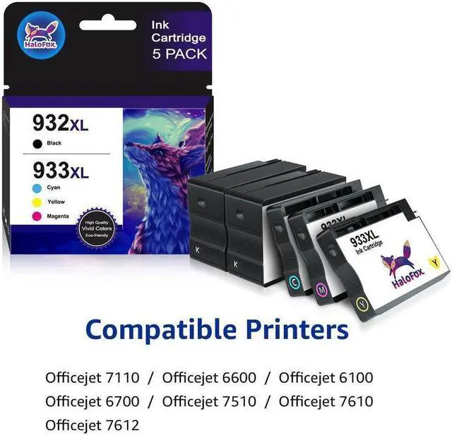 Alt view image 2 of 5 - 5x 932XL 933XL High Yield Ink Cartridge for OfficeJet 7510 7600 7612 Printer