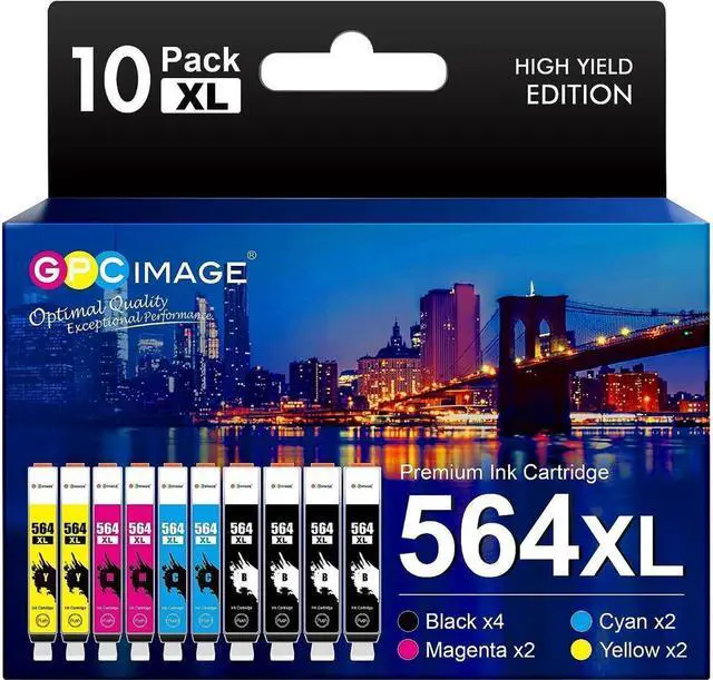Main image of GPC Image 10 Pack Compatible Ink Cartridge Replacement  564XL 564 XL compatible with DeskJet 3520 3522 Officejet 4620 Photosmart 5520 6510 6515 6520 7520 7525 Printer (Black Cyan Magenta Yellow)