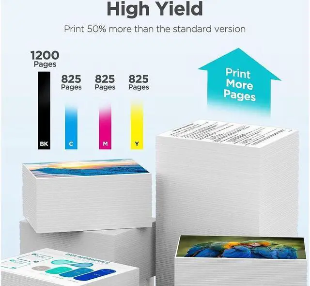 Alt view image 2 of 5 - 934 935 XL 4-Pack Ink Cartridges Compatible with 934XL 935XL 934 935 High Yield, Compatible with 6230 6830 6835 6836 Printer (1 Black, 1 Cyan,1 Magenta,1 Yellow)