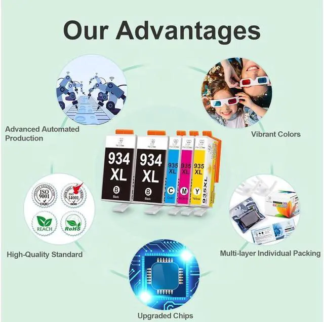 Alt view image 2 of 5 - MS Deer Compatible 934 and 935 XL Ink Cartridges Replacement  934XL 935XL Work with Officejet Pro 6830 6230 6815 6835 6812 6820 6220 6825 6836 Printer (2 Black 1 Cyan 1 Magenta 1 Yellow) 5-Pack
