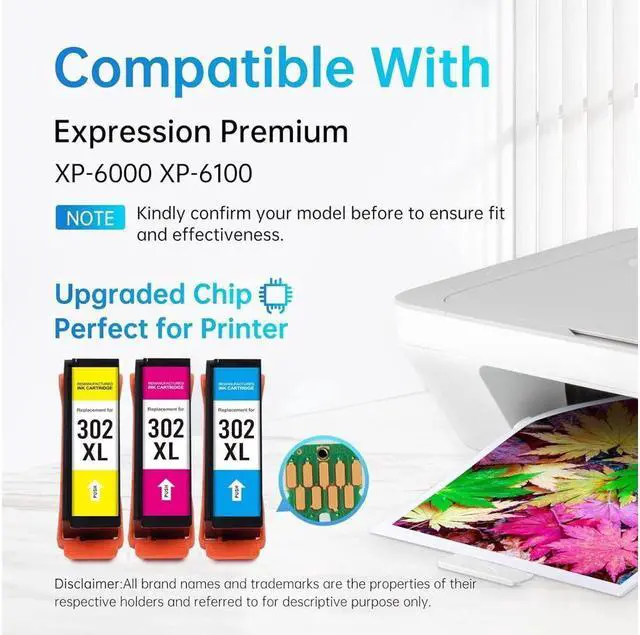 Main image of LEMERO Remanufactured Ink Cartridge Replacement  302 XL 302XL T302XL to use with Expression Premium XP-6100 XP 6100 XP-6000 (1 Cyan, 1 Magenta, 1 Yellow, 3 Pack)