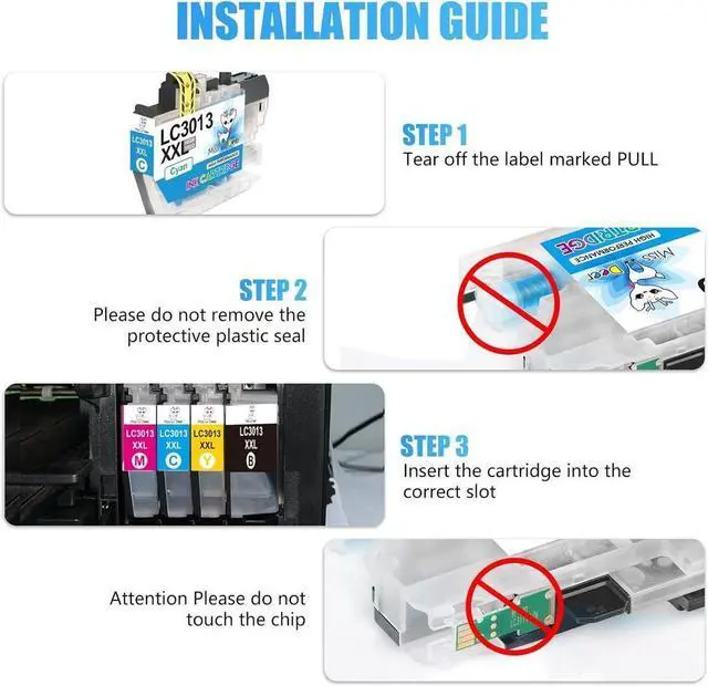 Alt view image 4 of 4 - Miss Deer LC3013 Ink Cartridges BK/C/M/Y Compatible Replacement Ink  LC 3013 LC3011 High Yield for MFC-J491DW MFC-J895DW MFC-J690DW MFC-J497DW Printer