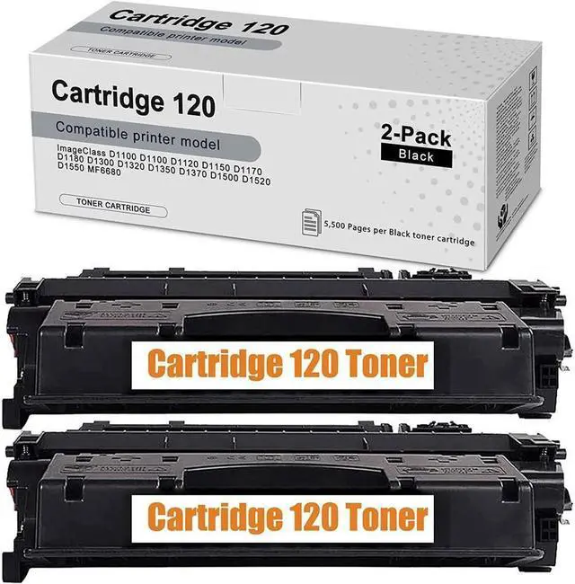 Main image of 2 Pack Compatible 120 CRG120 Toner Cartridge Replacement for D1100 D1120 D1150 D1180 D1300 D1320 D1370 D1500 D1550 i-Sensys MF6680 [Black]