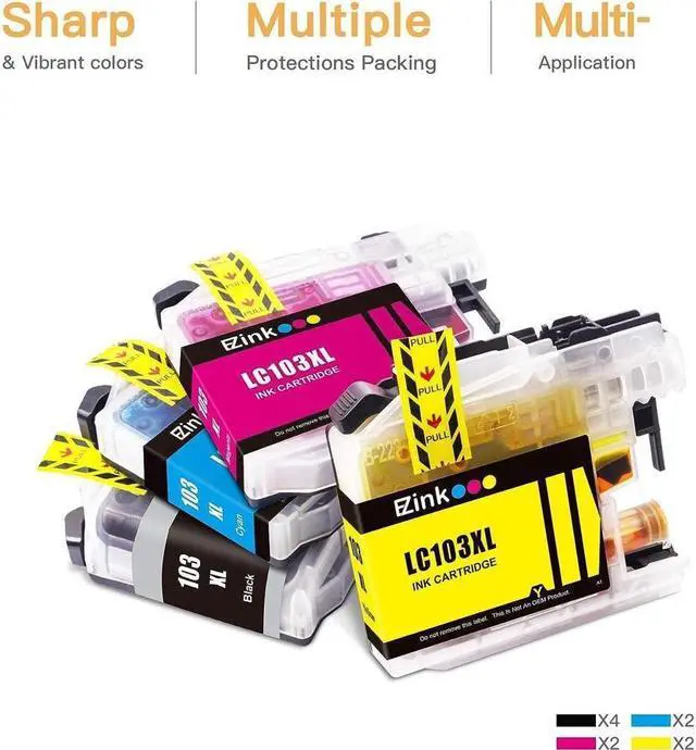 Alt view image 2 of 5 - E-Z Ink (TM Compatible Ink Cartridge Replacement  LC-103XL LC103XL LC103 XL LC103BK LC103C LC103M LC103Y Compatible with DCP-J152W MFC-J245 (4 Black, 2 Cyan, 2 Magenta, 2 Yellow, 10 Pack)