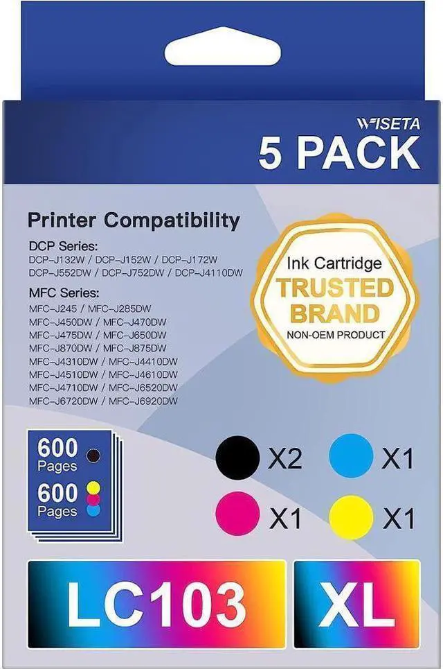 Main image of LC103 XL LC103XL Compatible Ink Cartridge Replacement for Brother LC103 XL LC-103XL LC103XL LC103BK LC101 to Use with MFC-J870DW MFC-J6920DW MFC-J6520DW MFC-J450DW (5 Pack, 2B1C1M1Y)