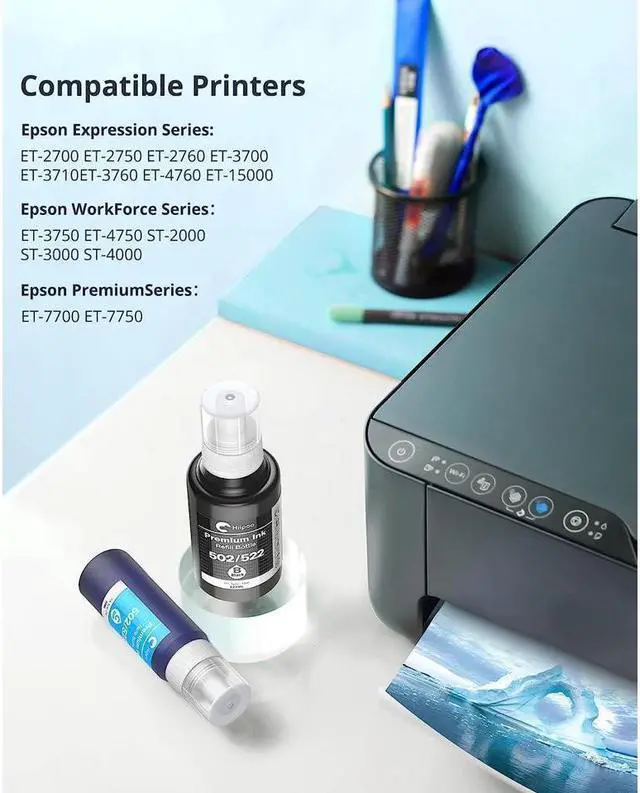 Alt view image 4 of 5 - Hiipoo Compatible 502 T502 522 T522 (Not for Sublimation) Ink Refill Bottles Replacement for Ecotank ET-2720 ET-2760 ET-2800 ET-2803 ET-2750 ET-4700 ET-3750 ET-4750 ET-3760 ET-4760 ET-2700 Printer
