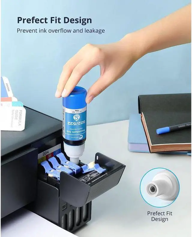 Alt view image 2 of 5 - Hiipoo Compatible 502 T502 522 T522 (Not for Sublimation) Ink Refill Bottles Replacement for Ecotank ET-2720 ET-2760 ET-2800 ET-2803 ET-2750 ET-4700 ET-3750 ET-4750 ET-3760 ET-4760 ET-2700 Printer