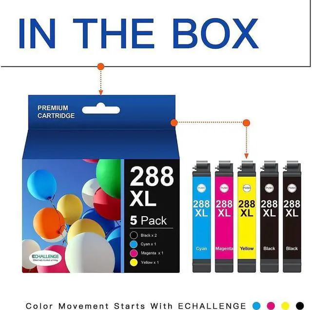 Alt view image 2 of 5 - ECHALLENGE Remanufactured Ink Cartridge Replacement for 288XL 288 XL T288XL High Yield to use with XP-440 XP-330 XP-446 XP-340 XP-430 (1 Black, 1 Cyan,1 Magenta,1 Yellow)