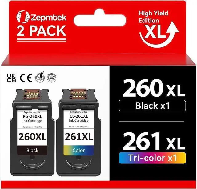 Main image of 260XL 261XL Black Color Combo Pack Ink, 260 and 261 Ink Cartridges,for PG-260 CL-261, PG-260XL CL-261XL 260 261 for TS5300 TS5320 TR7020 TS6420 TR7022 Printer(1 Black,1 Color)
