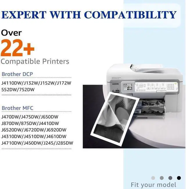 Alt view image 3 of 5 - 8Pk LC103 XL Compatible Ink Cartridge For Brother DCP-J152W MFC-J475DW J450dw